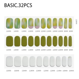 MISS MODA Gel Nail Seal, Curing Type, 4 Piece Gel Nail Set with Super Mini Gel Lamp, Popular Hands, Nail Sticker, 32 Tips Configuration