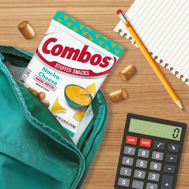 COMBOS Stuffed Snacks Nacho Cheese Baked Pretzel Snacks, 6.3 oz