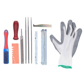 12Pcs Chainsaw Sharpener File Chain Saw Teeth Sharpening Tool Set Kit with Wooden Handle