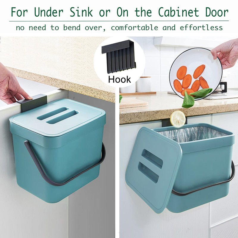 LALASTAR Kitchen Compost Bin, Hanging Trash Can with Lid for