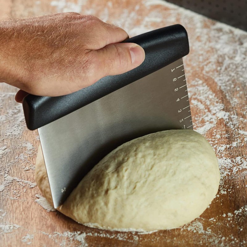Dough Scraper Cutter with Handle and Measuring Scale for Pizza,
