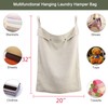 Linen Hanging Laundry Bag, 100% Linen Over The Door Laundry