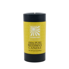 Sunbeam Candles 100% Pure Beeswax 3"x6.25" Black Pillar Candle | 90-Hour Long Burning All Natural Non-Toxic Beeswax Candle | Made in USA