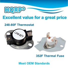 HQRP Dryer Thermostat Thermal Fuse Cut-Off Kit Replacement for Maytag Whirlpool Kenmore 279769 3389946 3390291 3977394 PS334278 AP3094224