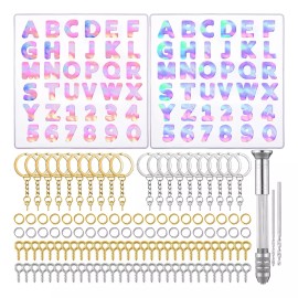 generic 2pc Molde Letra Número Con Llavero Moldes Resina Para Letras