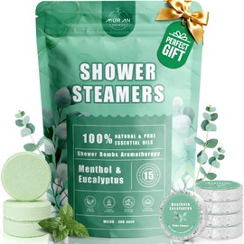 Shower Steamers Aromatherapy 15-Pack Shower Bombs Gifts for Wife, Organic Menthol & Eucalyptus for Shower Natural Essential Oil, Birthday Day Gifts for Wife Her Him Women Men Bath Stress Relief