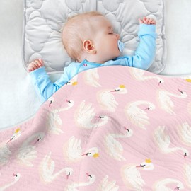 KICPOAY Swaddle Blanket for Pink Cute Swan Animals Baby Receiving Blanket Muslin Baby Swaddles Soft Cotton Breathable Nursery Blankets for Unisex Boys and Girls 30x40 Inch