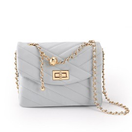 Elegant Black Crossbody Purse for Women - Quilted Design, Adjustable Shoulder Bag, Rotation Lock Seal, Gold Chain Strap, Perfect Birthday Gift.:_Apricot