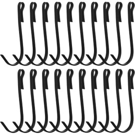 RiseDirectly 20 Pcs Black J Hooks for Wire Shelving, Clip-On Shelf Hooks Stainless Steel Sink Grid Hanger for Kitchen Bedroom Office Accessories
