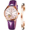 OLEVS Watches for Women Automatic Leather Strap Self-Winding Ladies Wrist