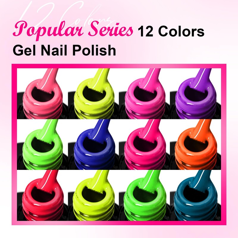 MEET ACROSS 12PCS Gel Nail Polish Set, 12 Colors Gel