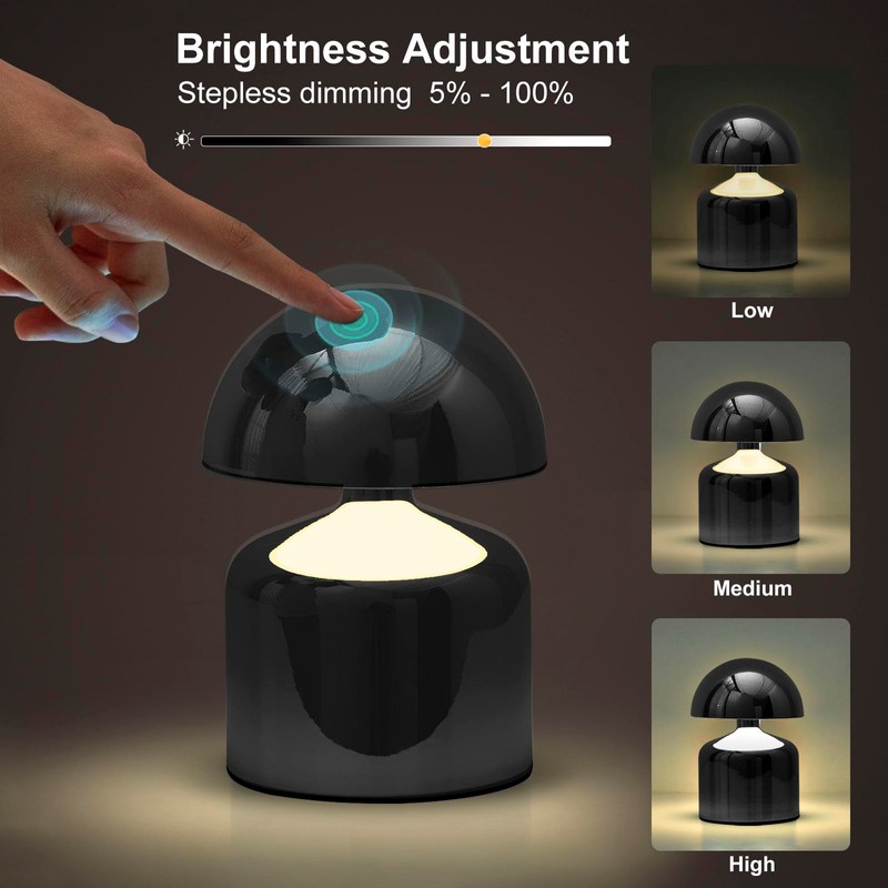 SAIWEYA Modern Cordless Mushroom Small Table Lamp Touch LED Lamps,