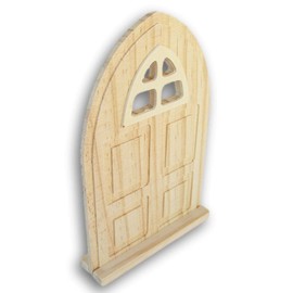 Craft Medley Unfinished Wood Fairy Door - Mini Gate for Dollhouses, Dioramas, Miniature Crafts 4.25 x 6.5 Inches, Brown