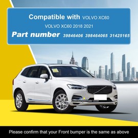 Goholy Car Front Bumper Tow Hook Cover Compatible with Volvo XC60 2018 2019 2020 2021 Trailer Cover Cap 39846406 398464065 31425165 Small Lid Towing Eye Cap Crystal White Right Passenger Side
