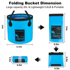 AUTODECO 2 Pack Collapsible Bucket 5 Gallon Container Folding Water Bucket Portable Wash Basin for Outdoor Travelling Camping Fishing Gardening Car Washing Blue and Yellow 20L