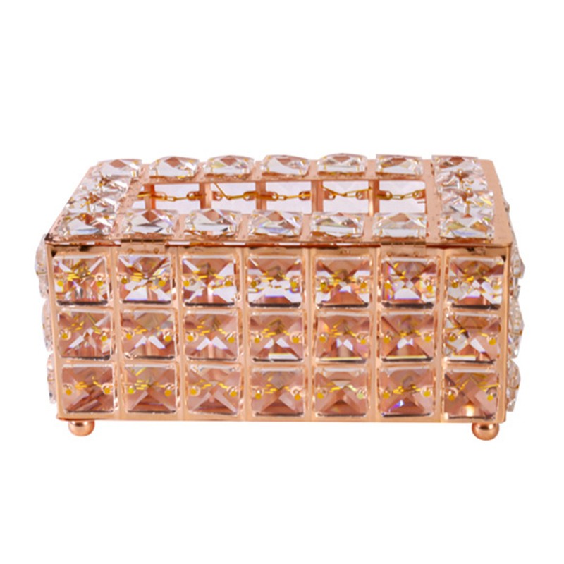 Tissue Dispenser Light Luxury Napkin Storage Box Metal Crystal Glass