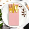 50 Pack Disposable Linen-Feel Dinner Napkins,Built-in Flatware Pocket, Pink,12x17 In,Suitable