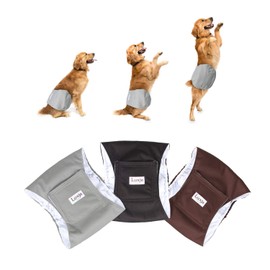 Luxja Dog Manners Belt, Boy, Mesh, Waterproof, Stretchy, 3-piece Set, Marking, Leak, Going, Training, Nursing Care (XS, Black, Gray, Coffee)