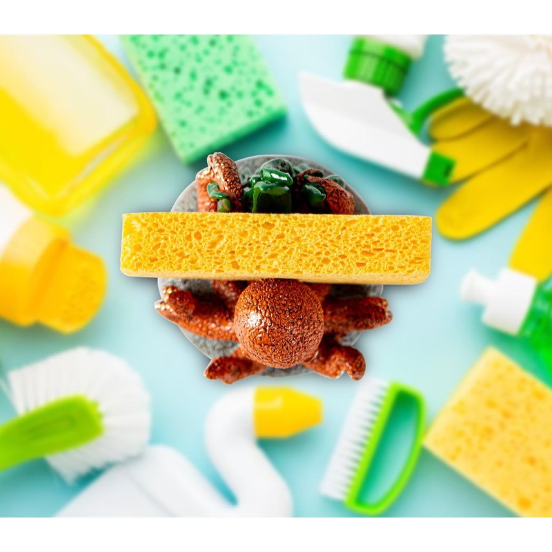 Cute Octopus Sponge Holder - Red, Resin, Practical Sink Kitchen