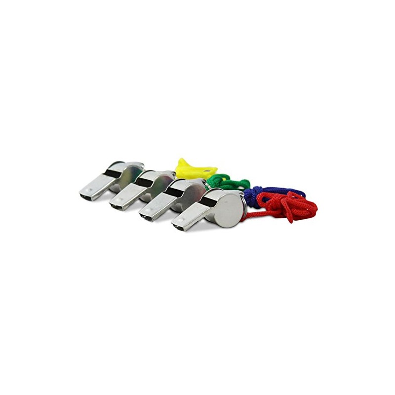 Metal Referee Whistles with Cord, 5 Pack