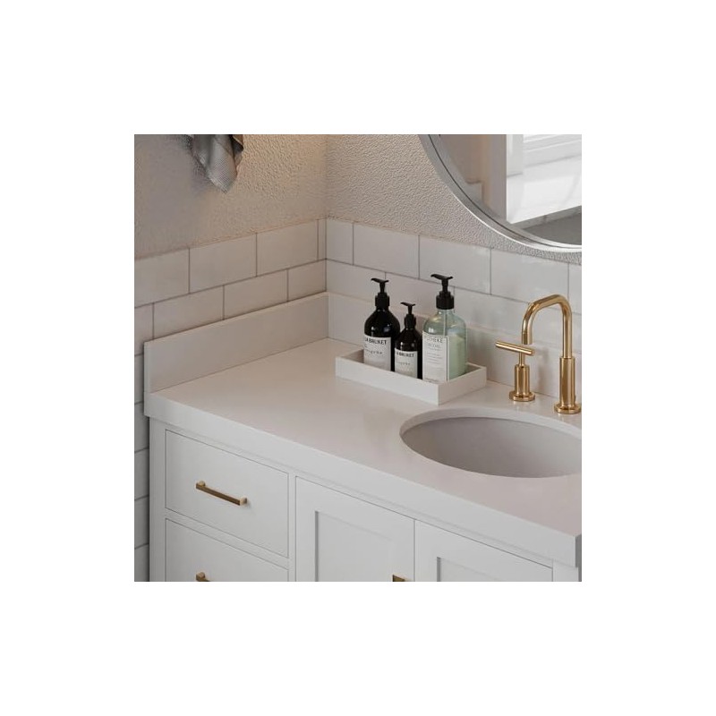 ARIEL 22"x4" Pure White Quartz Vanity Top Side Splash