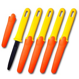 CANARY Cardboard Cutter with Sheath, 7.5" Safe Box Opener/Box Cutter Tool [Non-Stick Coated Blade], Serrated Japanese Stainless Steel Blade, Made in Japan (Bulk Pack of 5)