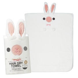 Skater TOH1-A Water Absorbent, Quick Drying, Hair Drying Towel, Rabbit, Animals, Length 15.7 x Width 39.4 inches (40 x 100 cm)