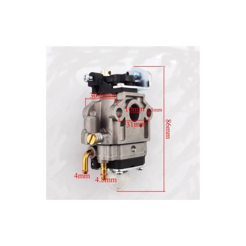 33cc, 36cc 2-stroke Carburetor (10 mm) w/Gasket, 2 primer bulbs