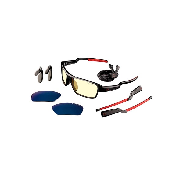 GUNNAR - Premium Gaming and Computer Glasses - Blocks 65% Blue Light - Lightning Bolt 360 6-Siege Edition, Amber/Sun Tint
