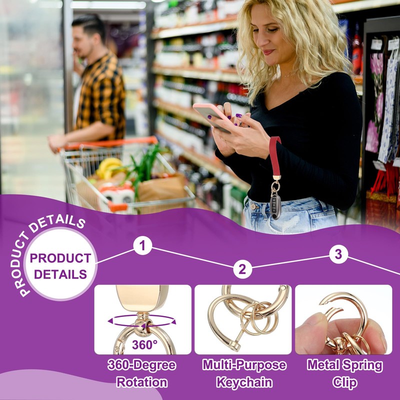 sourcing map Leather Wristlet Keychain Car Key Chain Wristlet for