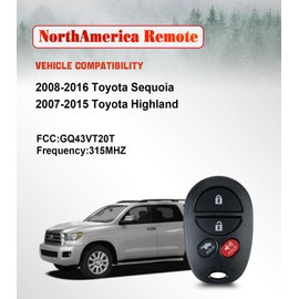 Key Fob Kit, Simple Key Fob Keyless Entry Remote, Replacement for Toyota Tacoma Tundra Sienna Sequoia Highlander 2004-2016 (GQ43VT20T) (4 Button Simple Key Kit)