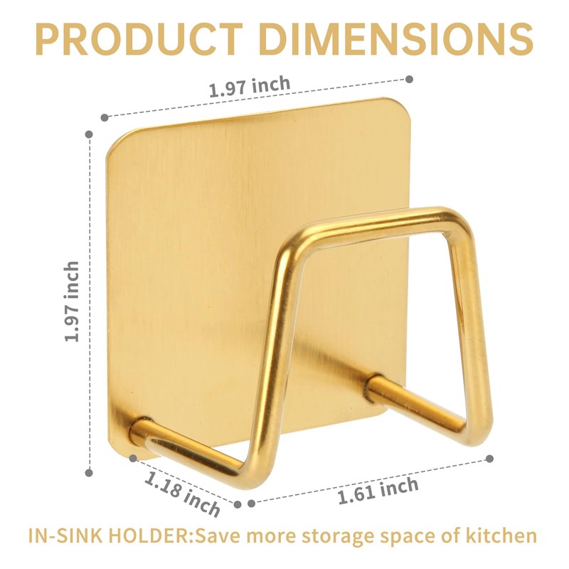 Blueden 2Pcs Adhesive Sponge Holder for Kitchen Sink Essentials, Stainless