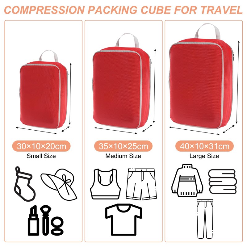 PATIKIL Compression Packing Cube for Travel, 3 Set Waterproof Nylon