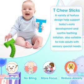 Sensory Chew Toys for Autistic Children, T Chews Tubes for Teens Chewing, Autism Boys and Girls Kids, ADHD, Silicone Chewy Necklace Sensory for 3-12 Years Aggressive Chewer Oral Motor Tools 4 Pack