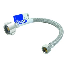 Eastman 48097 Flexible Toilet Connector, Stainless Steel Braided Hose with Ballcock nut, 7/8-inch B/C x 3/8-inch Flare Inlet, 12-Inch Length