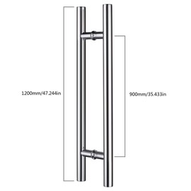 TOGU TG-6012 48 inches Solid Standoffs Heavy-Duty Commercial Grade-304 Stainless Steel Push Pull Door Handle/Barn Door Pull Handle/Glass Pulls, Mirror Polished Chrome Finish