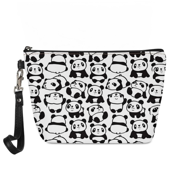 Jeiento Cosmetic Bags for Women Portable Small Makeup Bag Toiletry Bag Organizer PU Leather, panda