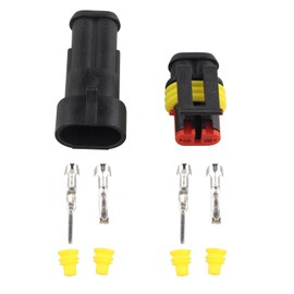 Futheda 10pcs 2 Pin Way Waterproof Connector IP67 Supersealed PA66 Nylon Housing Series Terminal Sockets AC/DC Plug for Motorcycle Scooter Car Truck Quad Bike Caravan Marine Jet Ski Boats