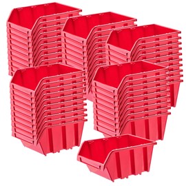 KADAX Workshop Stacking Box, Stacking Box Made of PP Plastic, Visual Storage Box in Various Sizes, Storage Boxes for Tool Wall, Storage Box, Sorting Box (Red, Pack of 50, 155 x 100 mm)