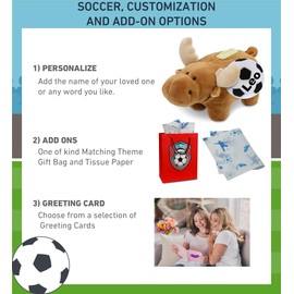 DolliBu Stuffed Animal Moose Plush Bank with Soccer Ball Plush - Soft, Huggable Moose, Adorable Playtime Plush Toy, Cute Wild Life Gift, Super Soft Stuffed Doll Animal Toy for Kids, Adults - 9 Inches