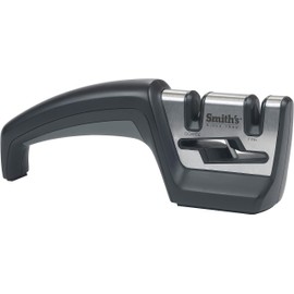 Smith’s 50101 Pull-Thru Knife & Scissor Sharpener – Black/Silver – Pull-Thru Knife Sharpener – Left & Right-Handed Scissor Sharpener – Coarse & Fine Sharpening Slots – Straight & Serrated Blades