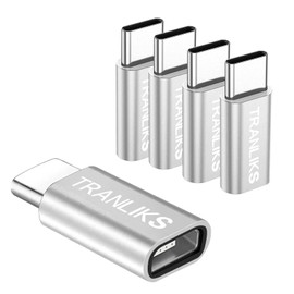 TRANLIKS Adapter USB C to Micro USB, Pack of 5 Micro USB Female to USB Type C Male Adapter Suitable for Charging and Data Sync (Silver)