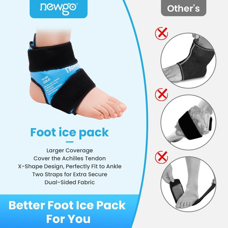 NEWGO Ankle Ice Pack for Swelling, Reusable Gel Ice Pack