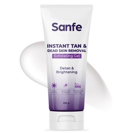 Sanfe Instant Tan & Dead Skin Removal Exfoliating Gel | Visibly Removes Tan | AHA Exfoliation in Minutes | Smooth & Bright Skin | 200g