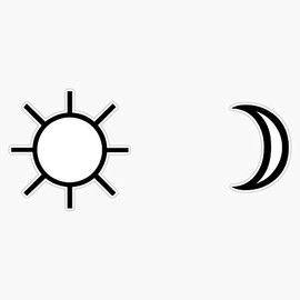 Sun and Moon minimalist aesthetic black and white tumblr design Sticker Vinyl Bumper Sticker 6 Mil Thick - Size 5"