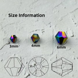 YUEXIGO 200pcs 6mm Bicone Glass Crystal Beads for Jewelry Making, Faceted Bicone Glass Spacer Beads for Bracelet Earring Necklace DIY Craft(Rainbow)