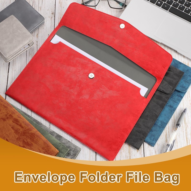uxcell PU Leather File Folders, A4 Envelope Folder File Document