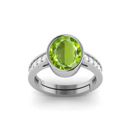 LMDPRAJAPATIS 4.90 Carat Natural Peridot VS1 Quality Birthstone 925 Jewellery Sterling Silver Ring (Gemstone Tested By Lab Certificate)