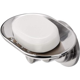 Suction Soap Dish Oil Rubbed Bronze,Super Powerful Vacuum Suction Shower Soap Holder with Drain,Elegant Suction Cup Soap Dish for Shower Bathroom Kitchen - Color: Suction Soap Dish-brushed Nickel