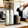 MOJIEZUO 4-Compartment 18oz Coffee Cup Dispenser Rack with Wood Base,